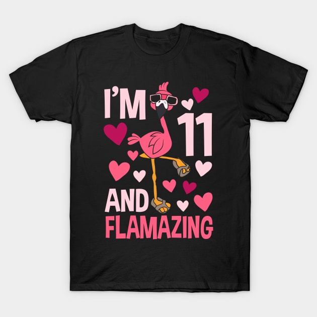 I'm 11 And Flamazing Flamingo T-Shirt by Tesszero